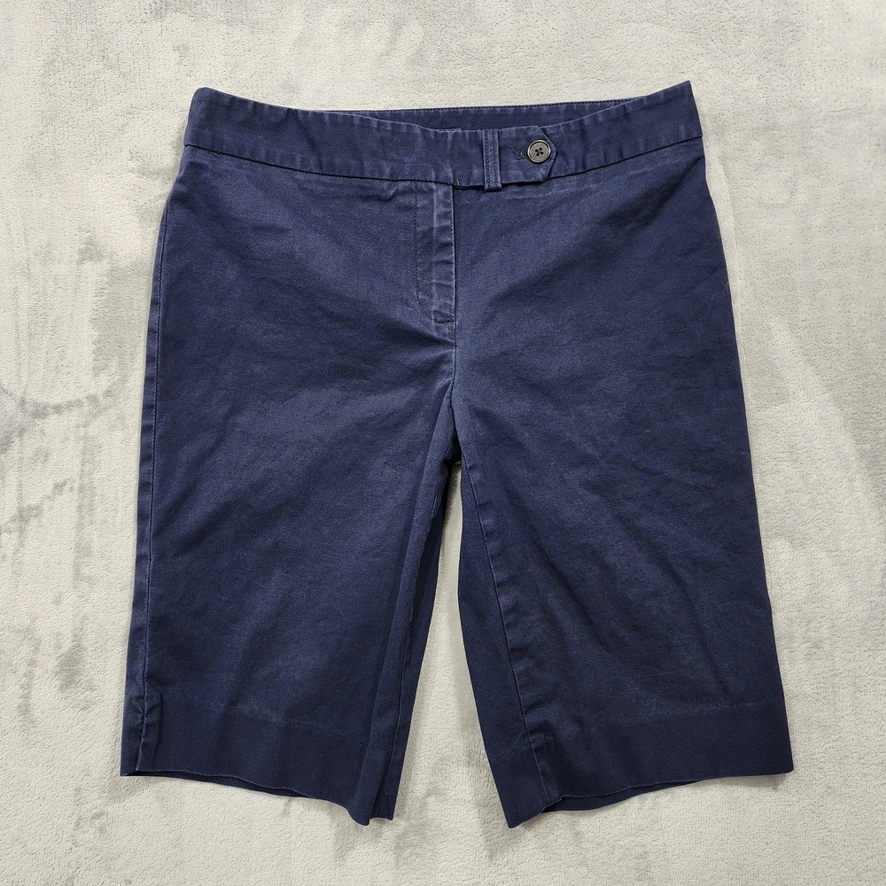 Jones New York Shorts Womens 4 Blue Bermuda Twill Stretch Cotton Preppy Casual